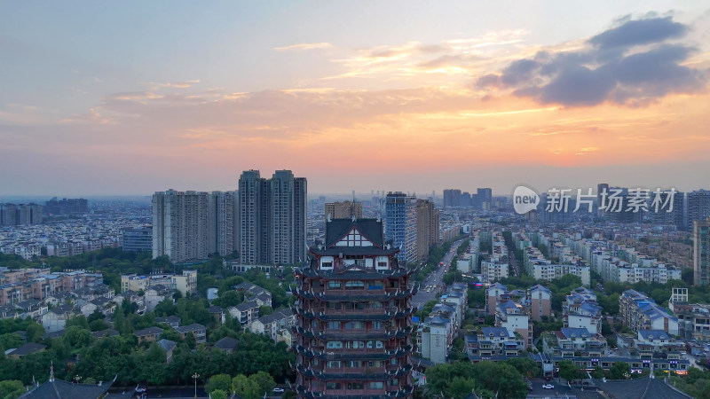 航拍眉山风光眉山远景楼