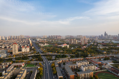 天津昆仑立交城市交通建筑风光航拍