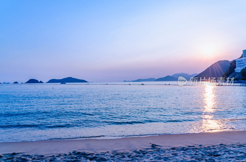 香港浅水湾沙滩海景与夕阳落日