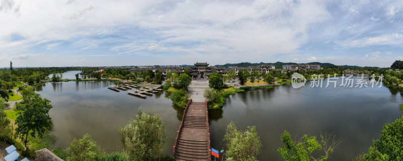 航拍湖南常德桃花源古镇全景图