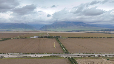 航拍青海门源县油菜种植基地