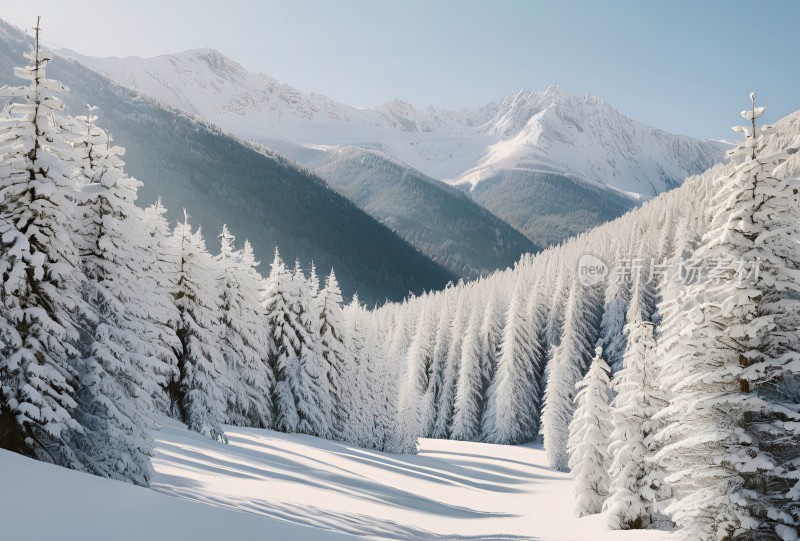 冬季森林白雪覆盖风景