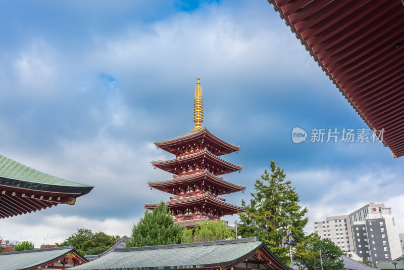 日本东京浅草寺五重塔建筑风光