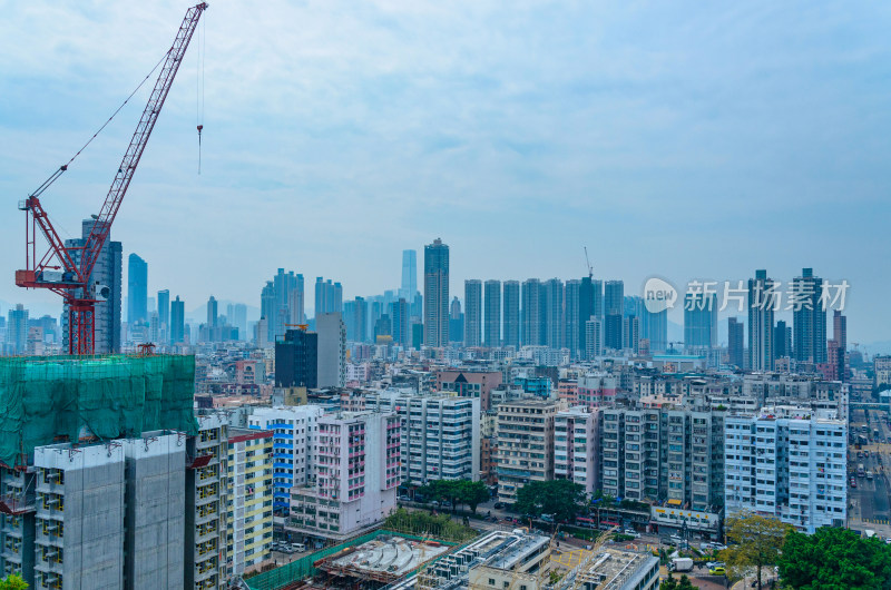 香港深水埗嘉顿山顶俯瞰城市建筑群景观