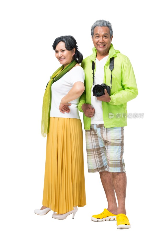 中老年夫妇旅游拍照
