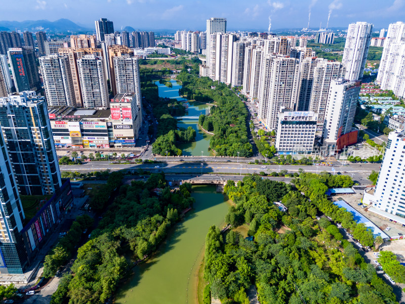 广西来宾城市高楼建筑航拍图