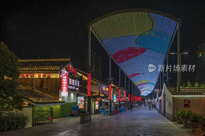 杭州胜利河美食街夜景