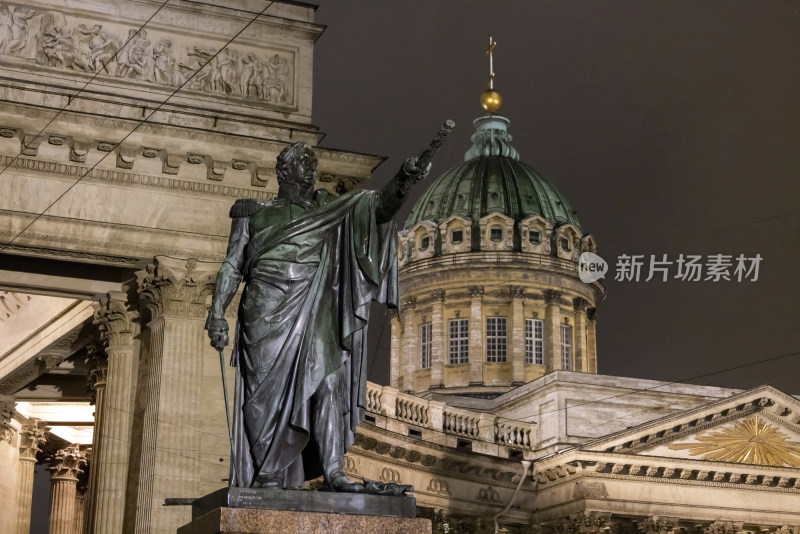 俄罗斯圣彼得堡喀山大教堂夜景