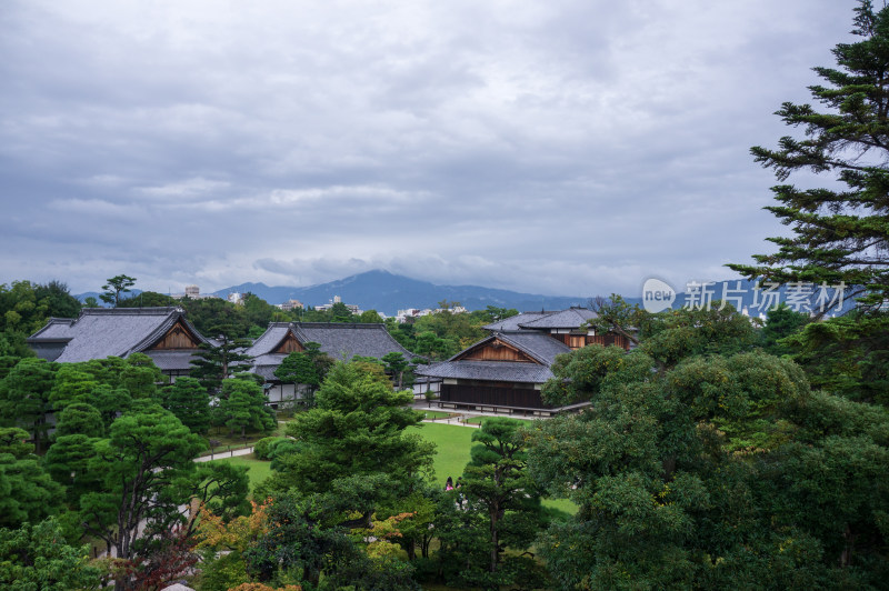 高处俯拍日本京都二条城