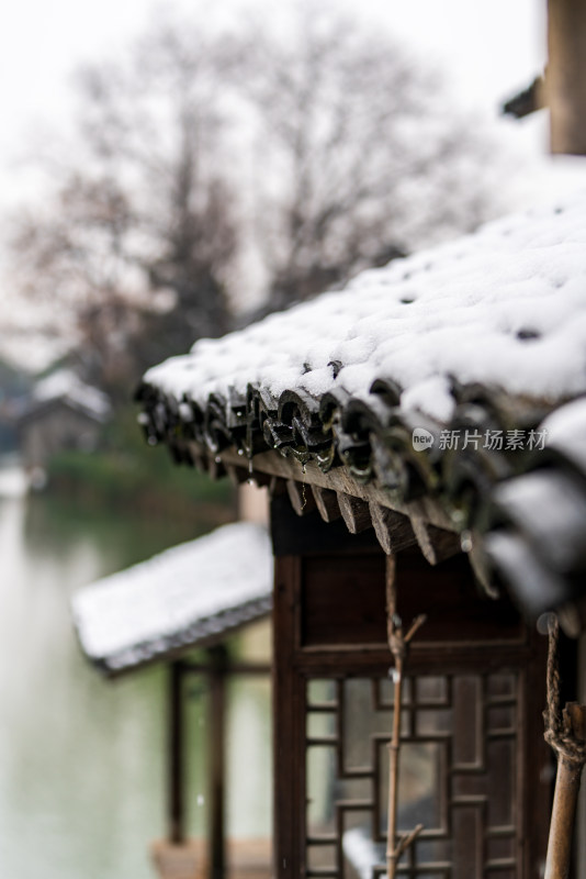 江南水乡古镇雪景