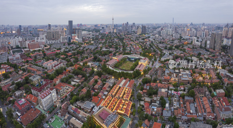 天津五大道文化旅游景区城市建筑航拍