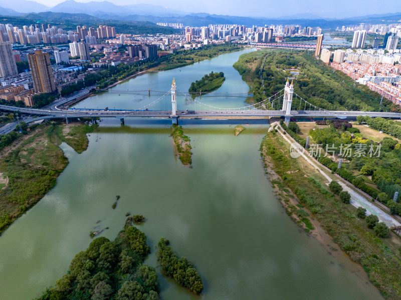 陕西宝鸡城市风光航拍图