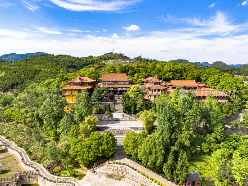 湖南新晃燕来寺古建筑航拍摄影图