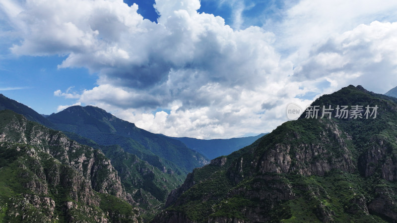 航拍小五台山金河口景区 河北蔚县原始森林