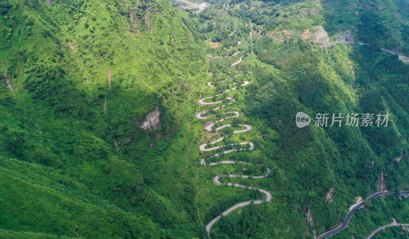 绿色生态贵州晴隆二十四道拐公路航拍