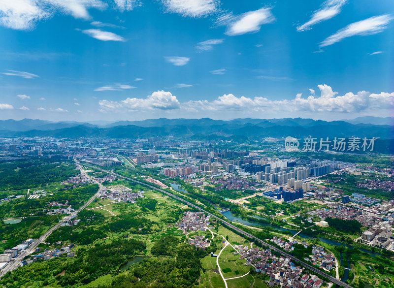 航拍天台县城市风貌