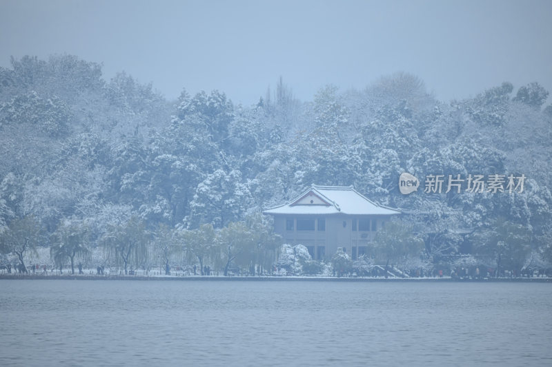 杭州西湖冬天江南雪景