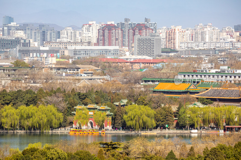 北京景山公园看北海公园后海公园城市景观