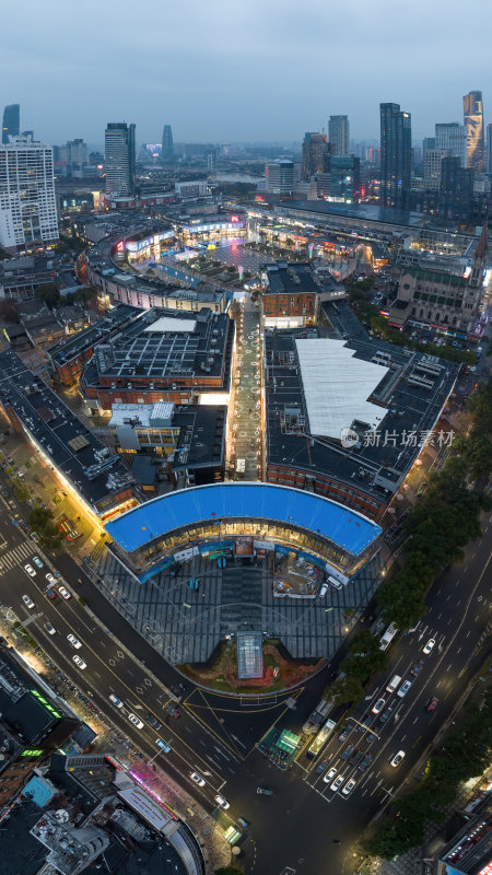 浙江宁波CBD城市光影日出夜景高空航拍