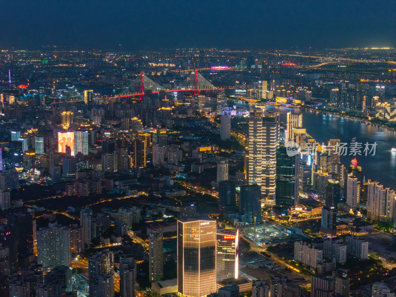 航拍上海现代都市摩天大楼陆家嘴外滩夜景