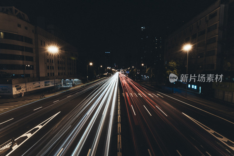 成都清江东路车流车轨都市夜景