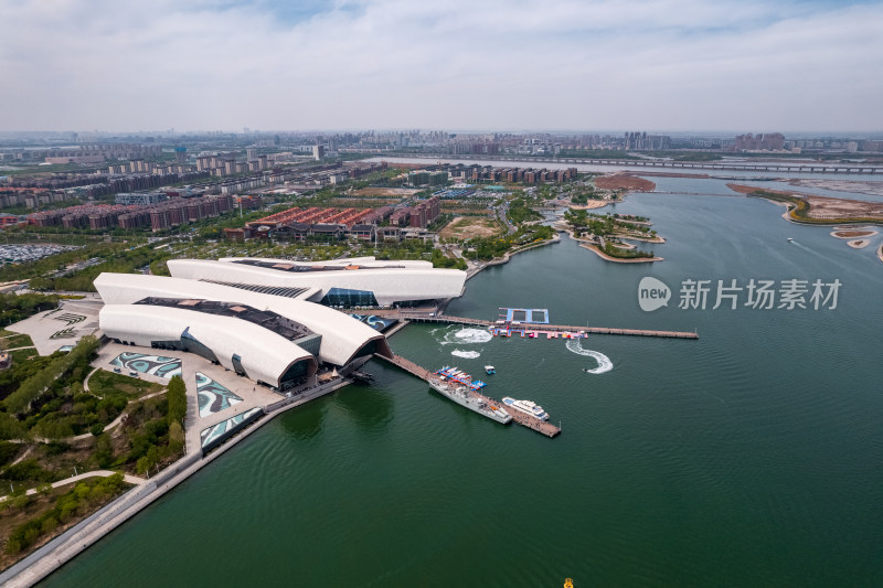 天津生态城国家海洋博物馆城市建筑风光航拍