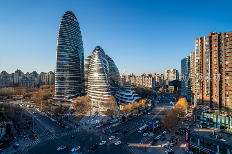 北京望京SOHO城市建筑鸟瞰全景