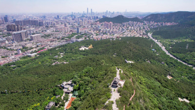 山东济南千佛山4A景区航拍