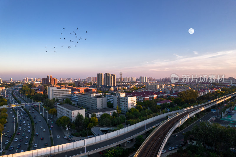 天津复兴门地铁站城市交通建筑日落晚霞风光