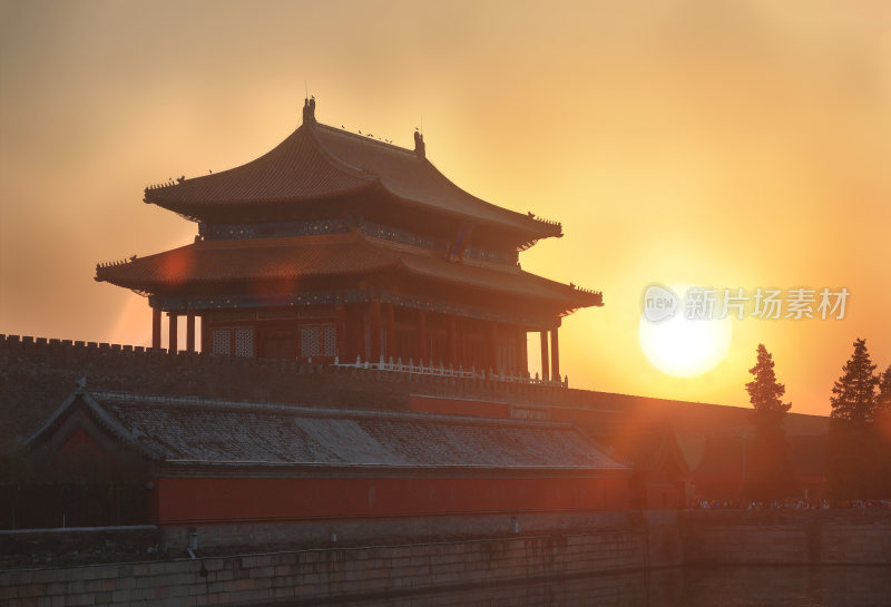 落日下的北京故宫