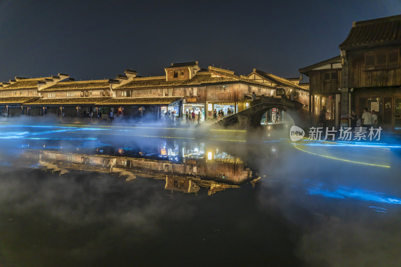 绍兴柯桥古镇景区夜景