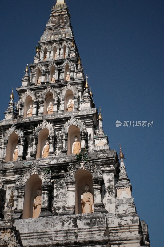 泰国清迈寺庙佛塔建筑特写