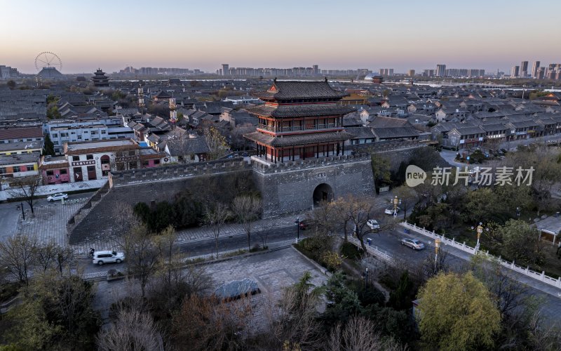 山东省聊城市东昌府区聊城古城航拍