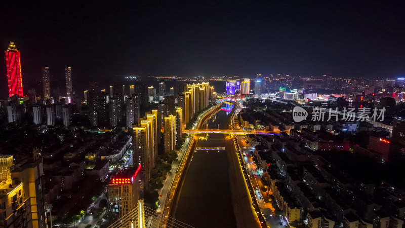 安徽芜湖城市夜景灯光航拍