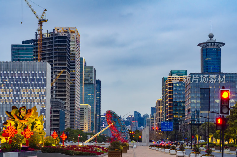 上海世纪广场的城市夜景风光