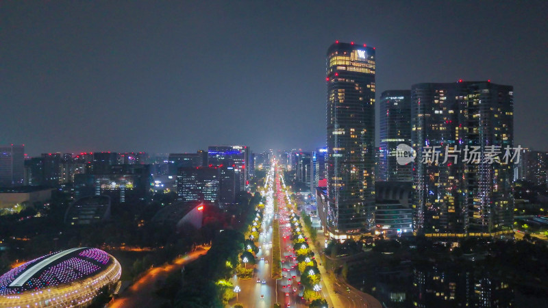 成都天府新城成都CBD天府大道夜景摄影图