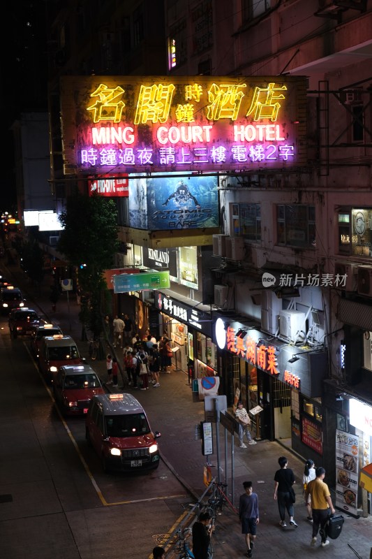 香港街道酒店夜景