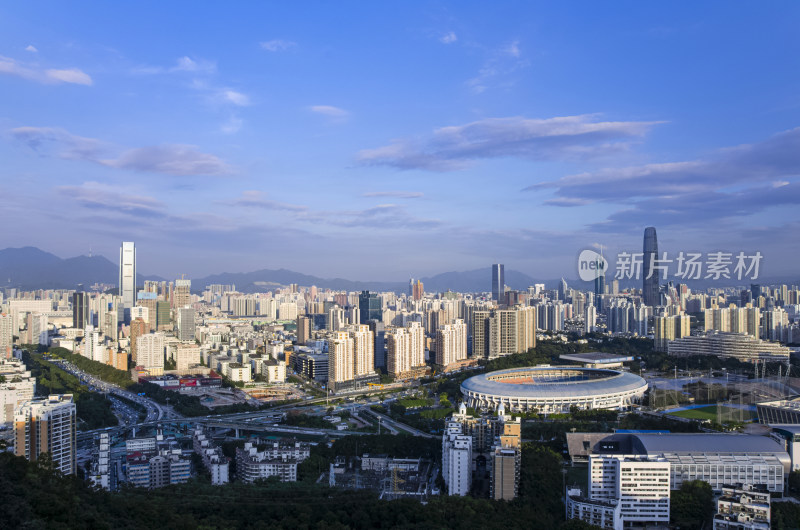 深圳笔架山顶看罗湖CBD城市高楼建筑全景