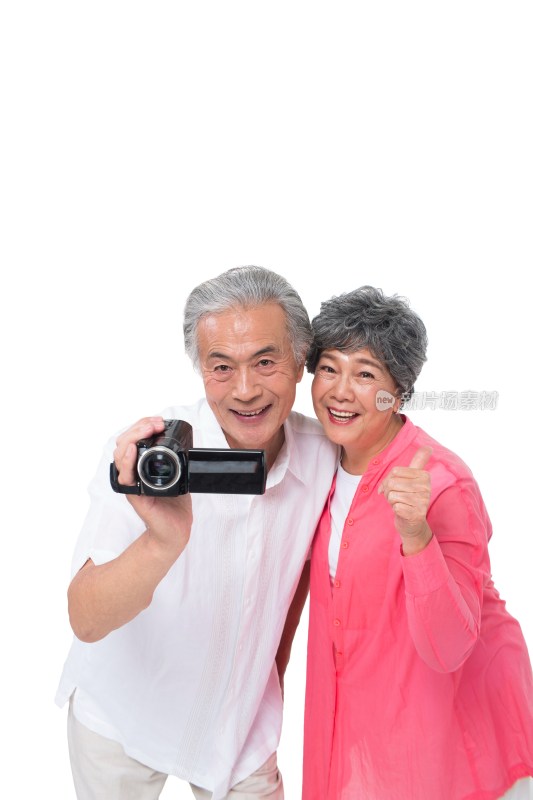 快乐的老年夫妇旅游摄影