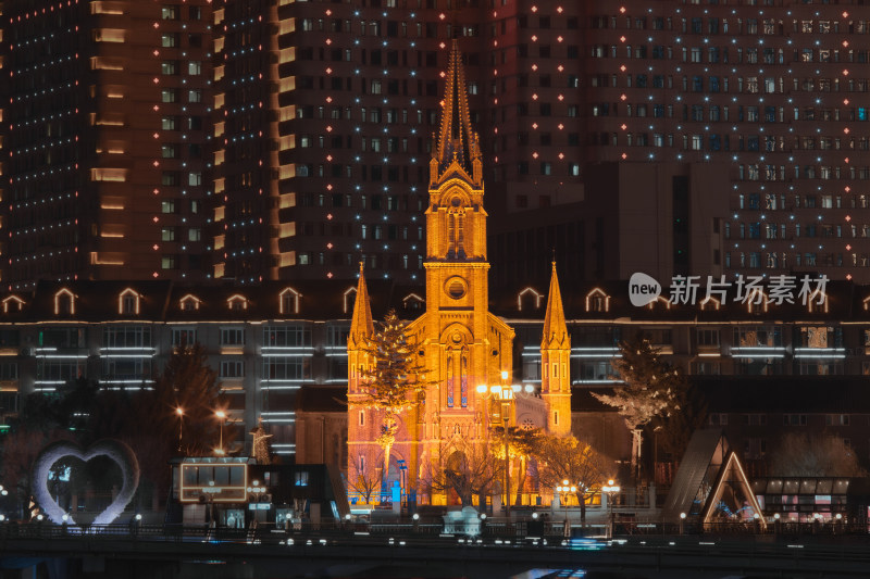 中国吉林省吉林市城市夜景