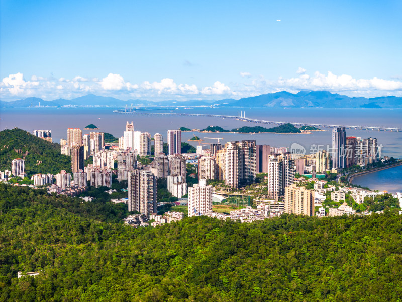 珠海城市风光与港珠澳大桥航拍