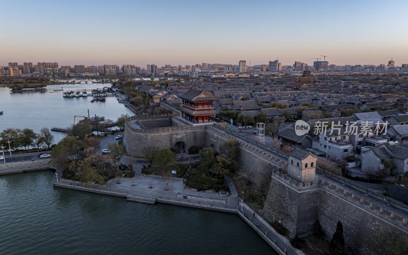 山东省聊城市东昌府区聊城古城航拍