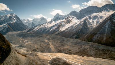 航拍雪山冰川自然风景