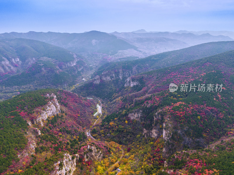 山东济南龙洞藏龙涧航拍秋天