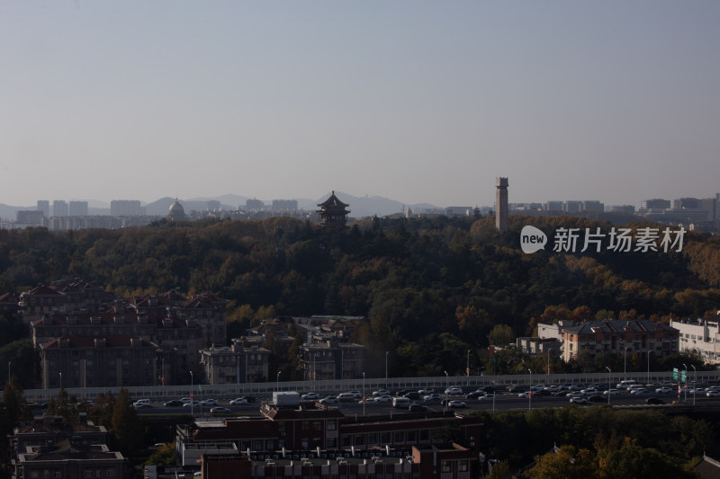 南京雨花台城市山林景观全景