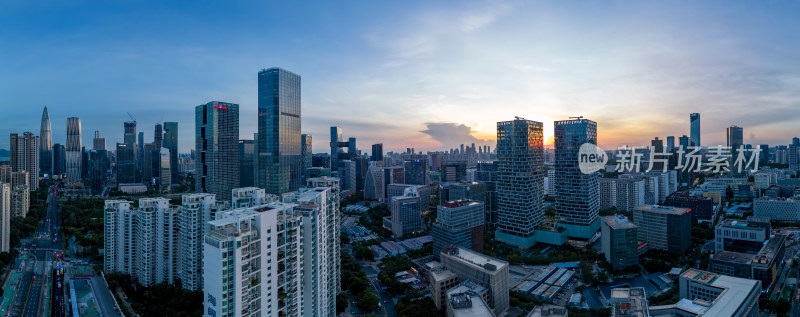 深圳南山粤海街道城市天际线全景图