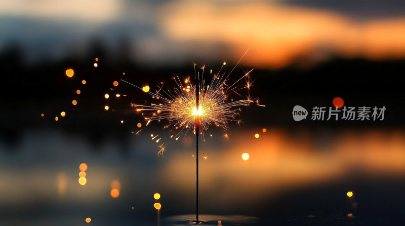 聚焦模糊背景庆祝新年仙女棒烟花庆祝节日