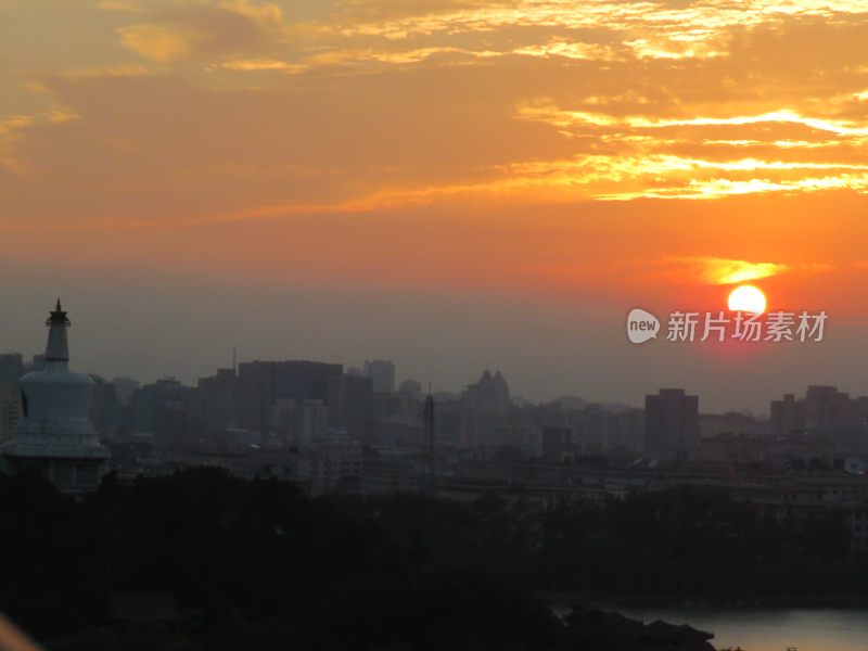 北京景山公园日落风景