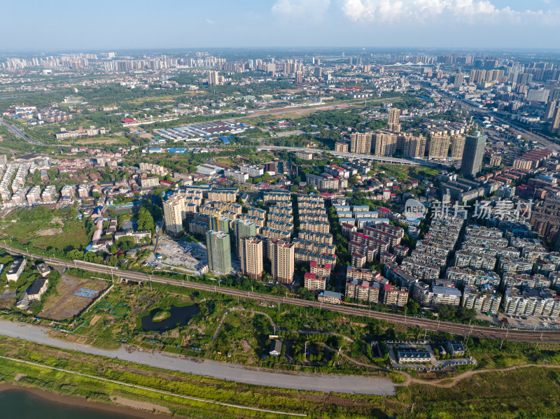 日落 航拍湖南衡阳石鼓区湘江两岸城市建筑