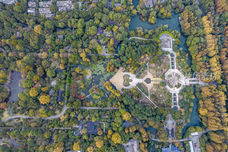 西湖风景区杭州花圃航拍